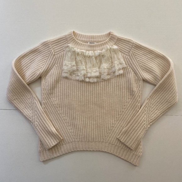 MANOUSH Knit Lace Merino Wool Knit Sweater Ivory Cream color Size XS - Picture 3 of 14